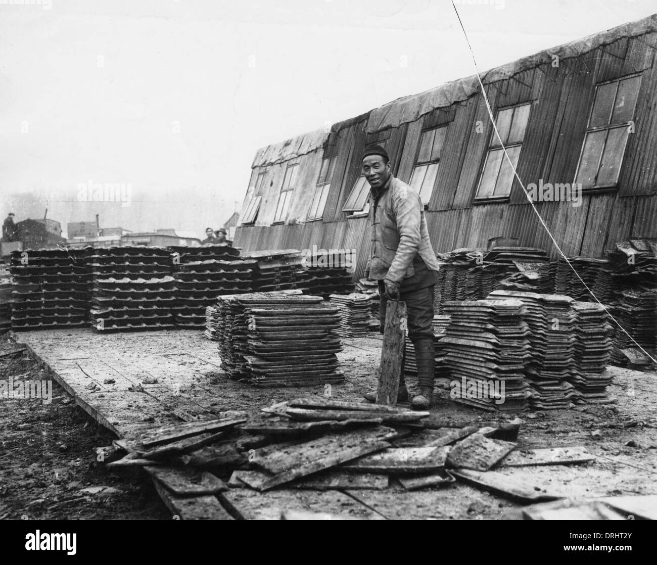 L'homme chinois, Tank Corps atelier, Amount, France, WW1 Banque D'Images