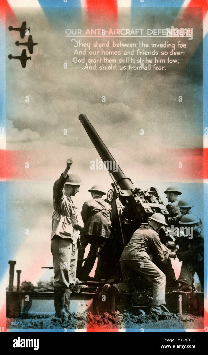 Canon anti-aérien de l'équipe - La Seconde Guerre mondiale Banque D'Images