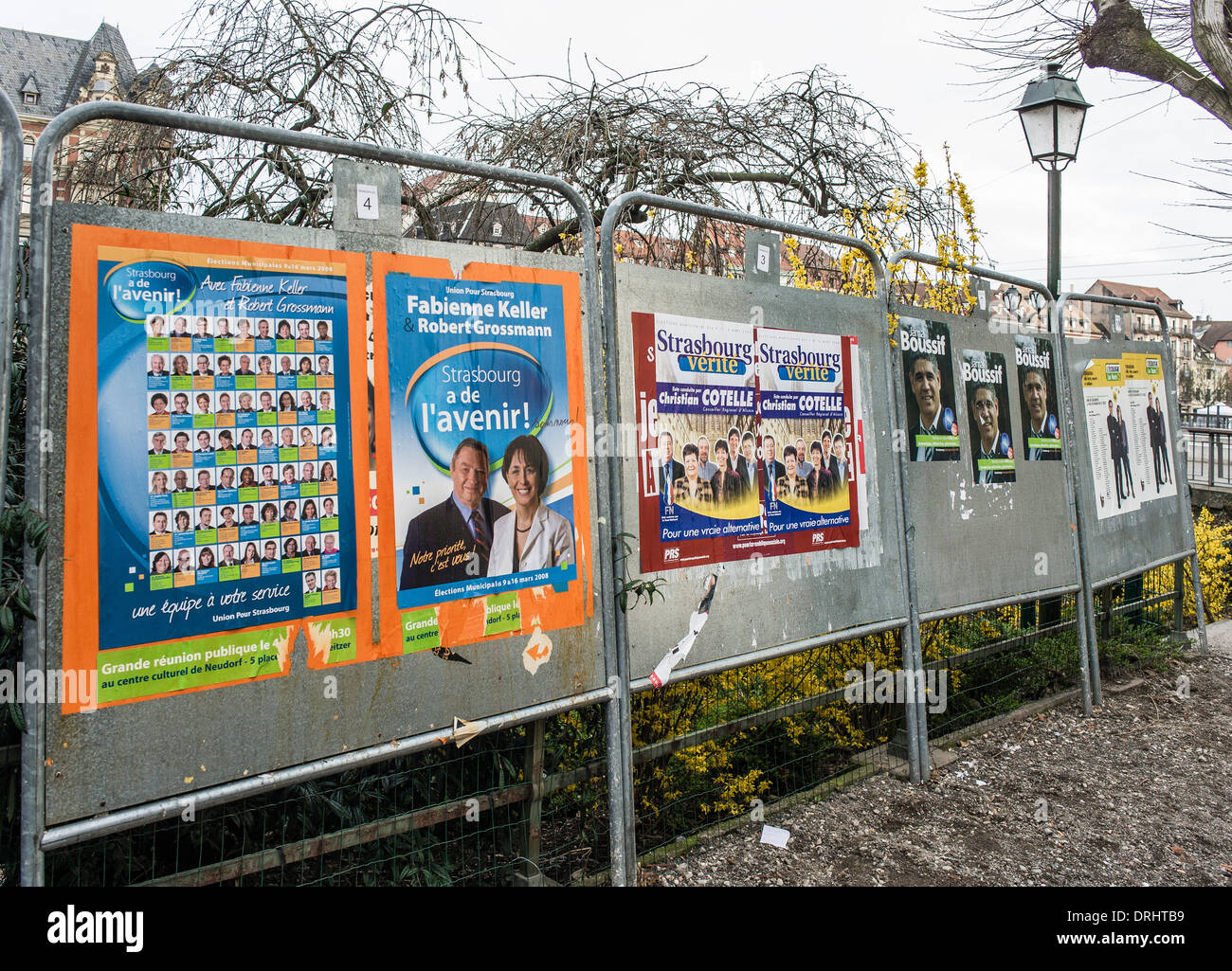 Élection municipale 2008 panneaux d'Alsace Strasbourg France Banque D'Images