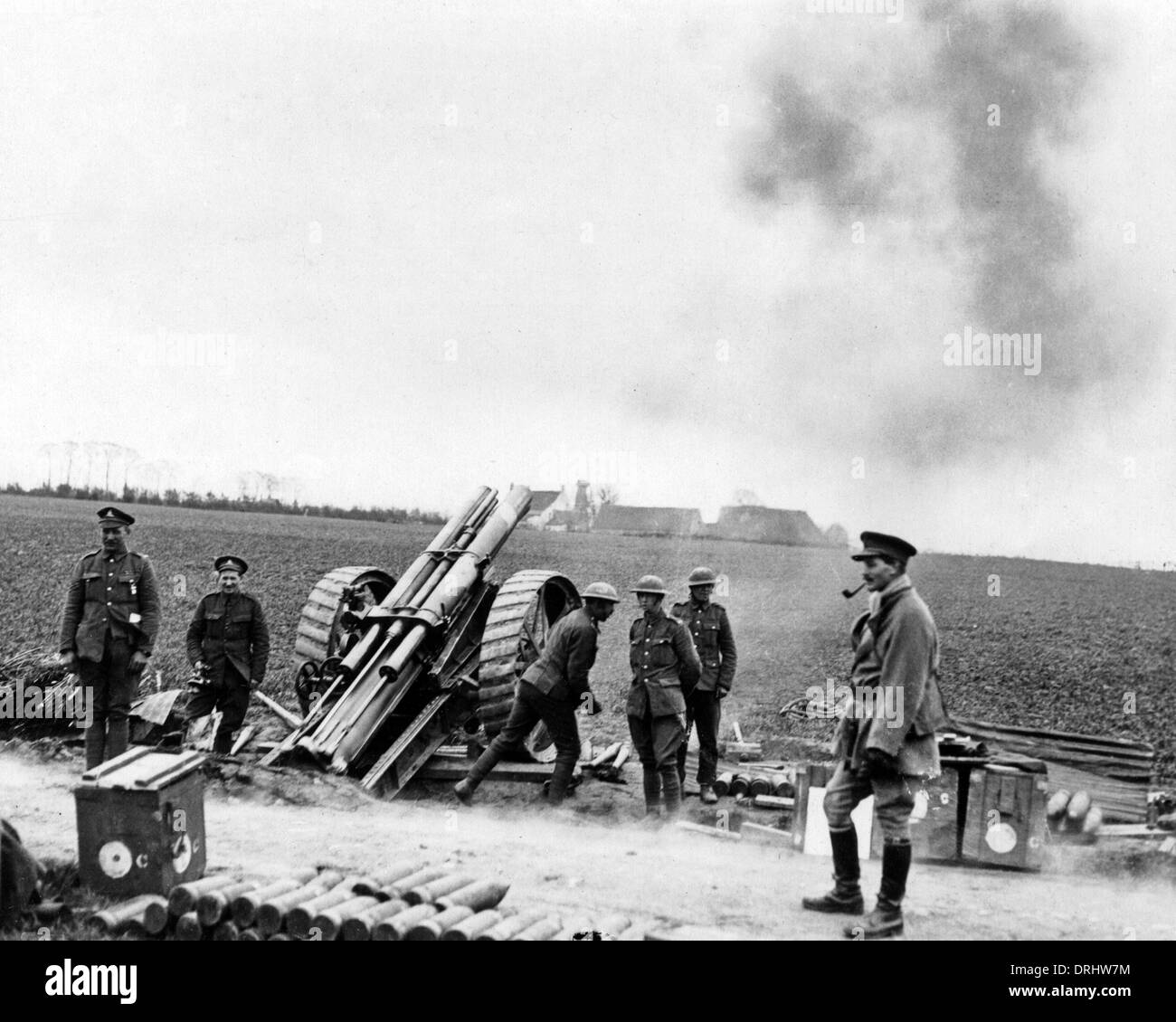 Les canons britanniques contenir jusqu'avance allemande, Western Front, WW1 Banque D'Images