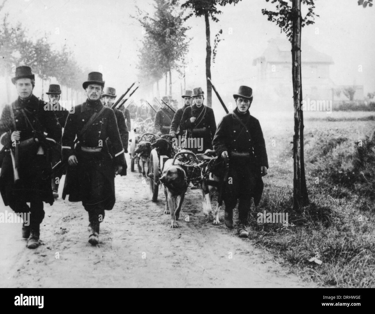 Le retrait des soldats belges à Anvers, WW1 Banque D'Images