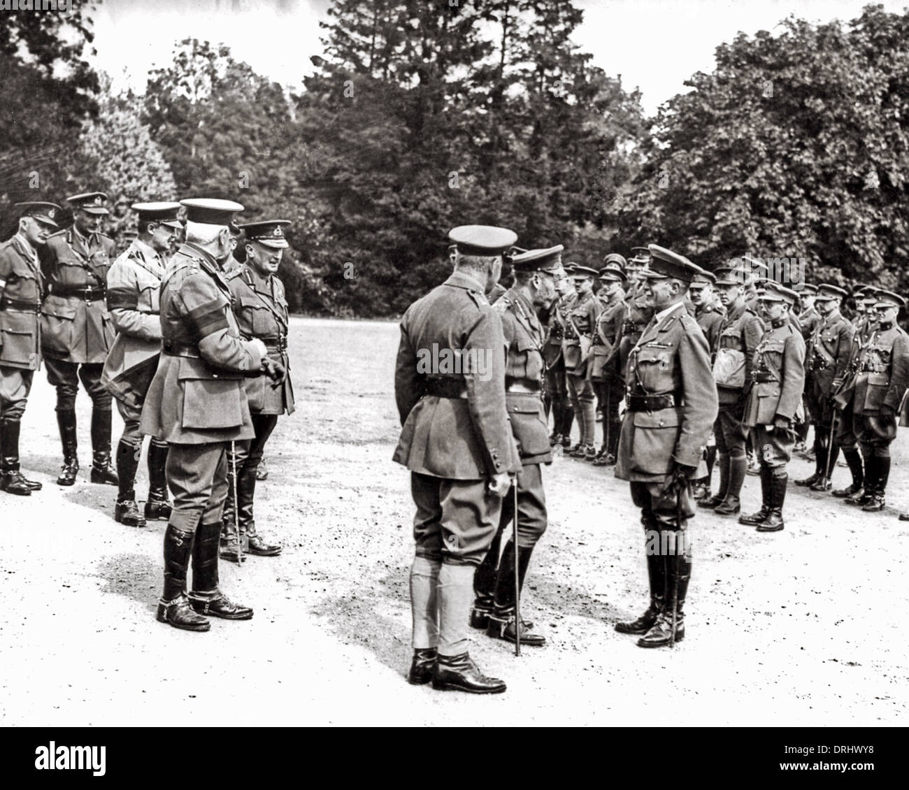 Le roi George V avec des pilotes de la RAF, Western Front, WW1 Banque D'Images