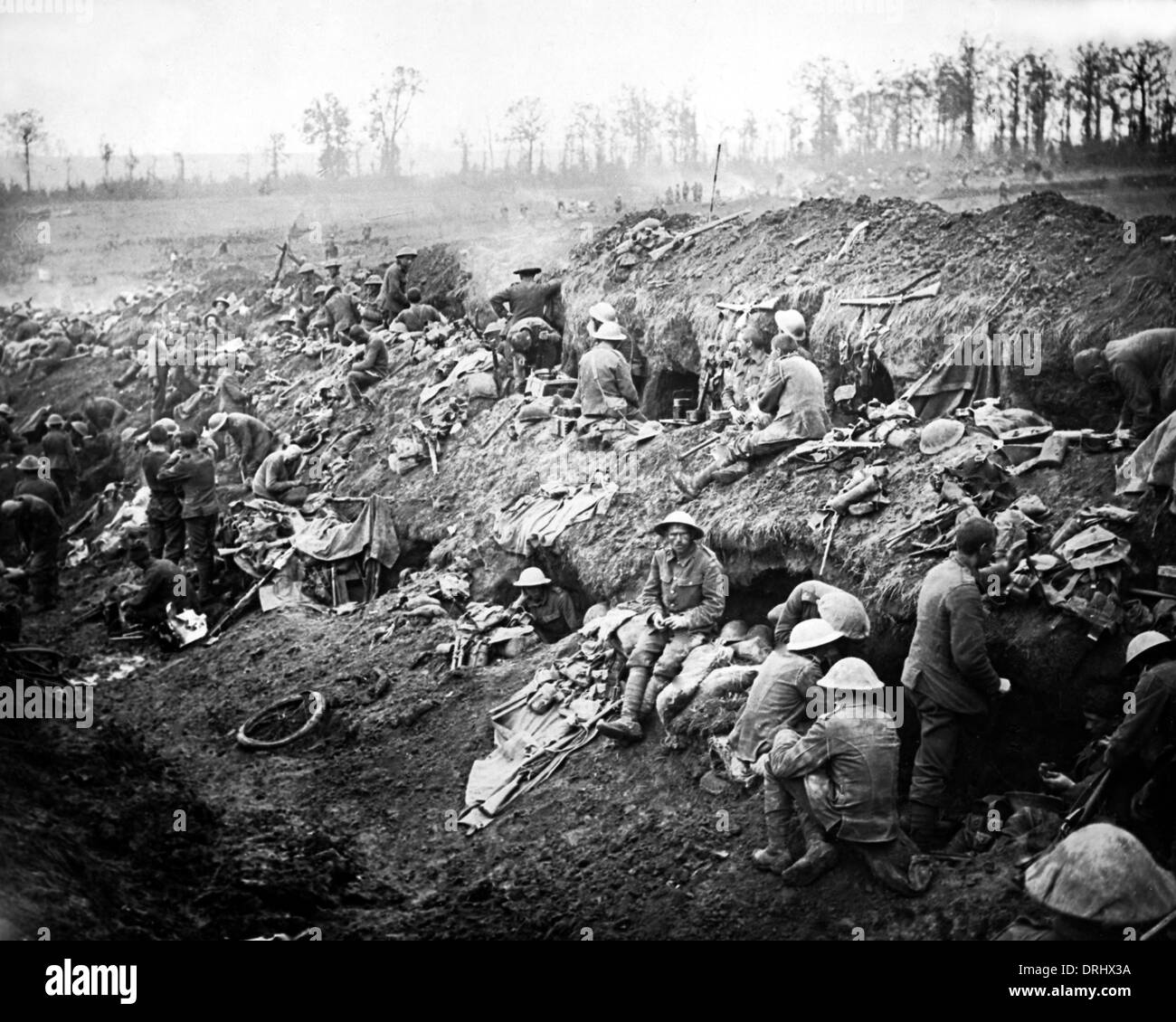 Soldats britanniques derrière la ligne, Western Front, WW1 Banque D'Images