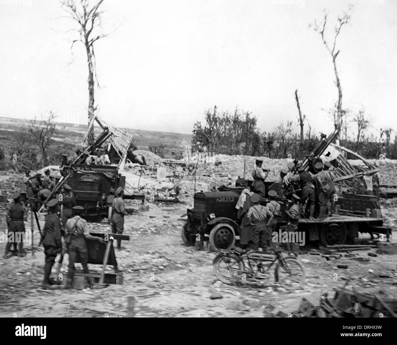 Les canons britanniques en action, Western Front, WW1 Banque D'Images