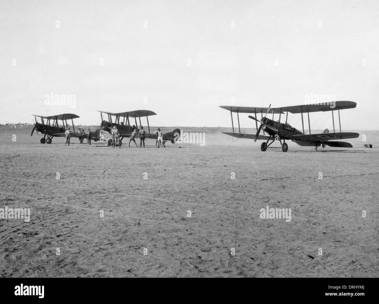 Des biplans BE2C sur un aérodrome, Moyen-Orient, WW1 Banque D'Images