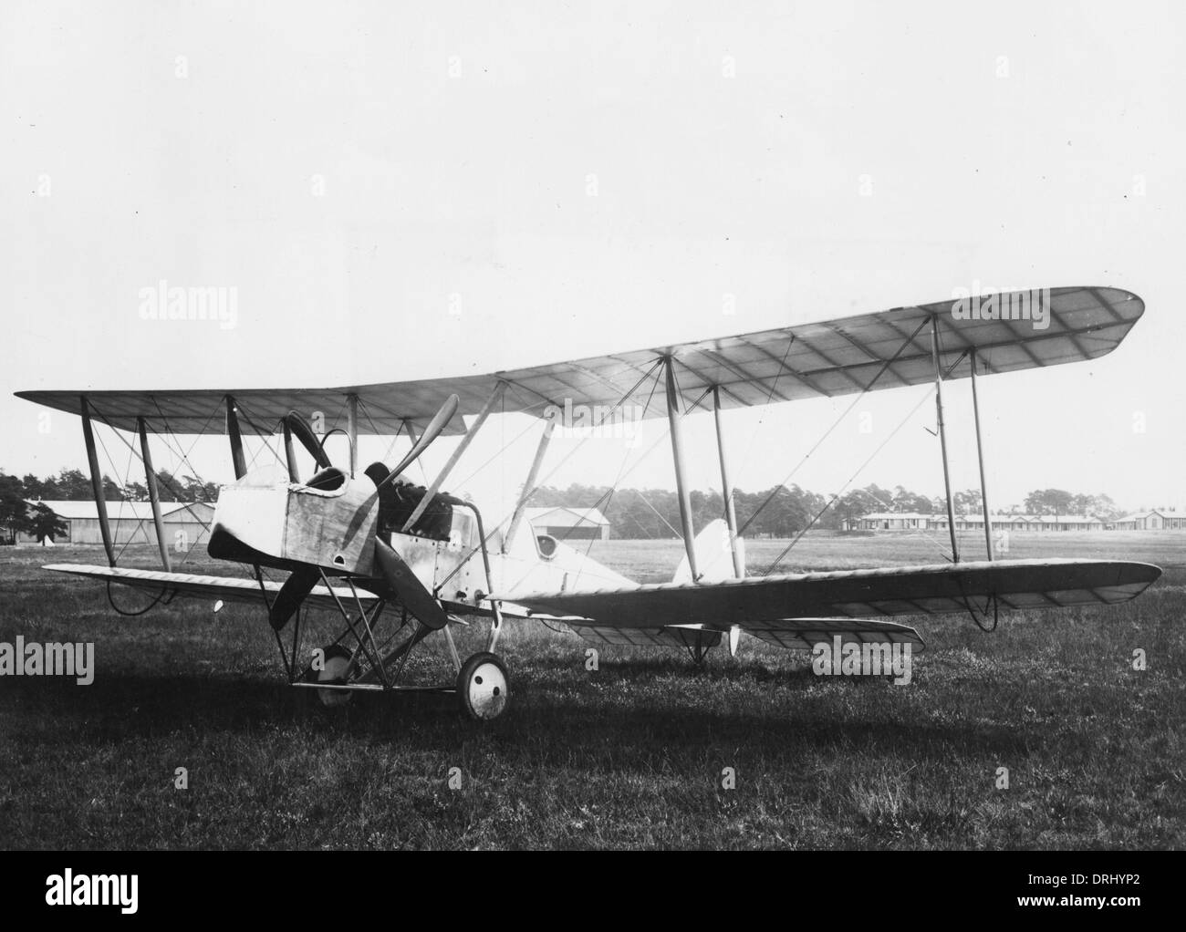 Biplan non identifiés sur un aérodrome, WW1 Banque D'Images