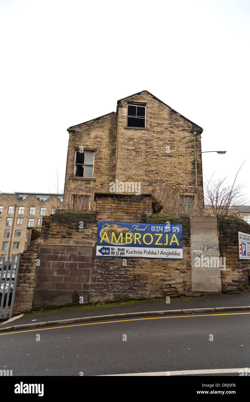 Bradford, West Yorkshire, Angleterre, signe pour Restaurant polonais Banque D'Images