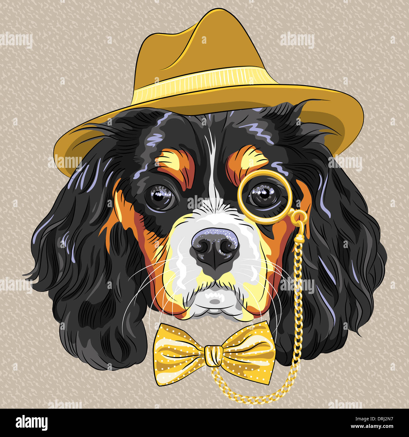 Hipster Race De Chien King Charles Spaniel Dans Un Chapeau D