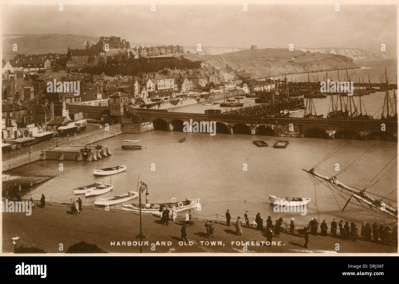 Le port et la vieille ville, Folkestone, Kent Banque D'Images