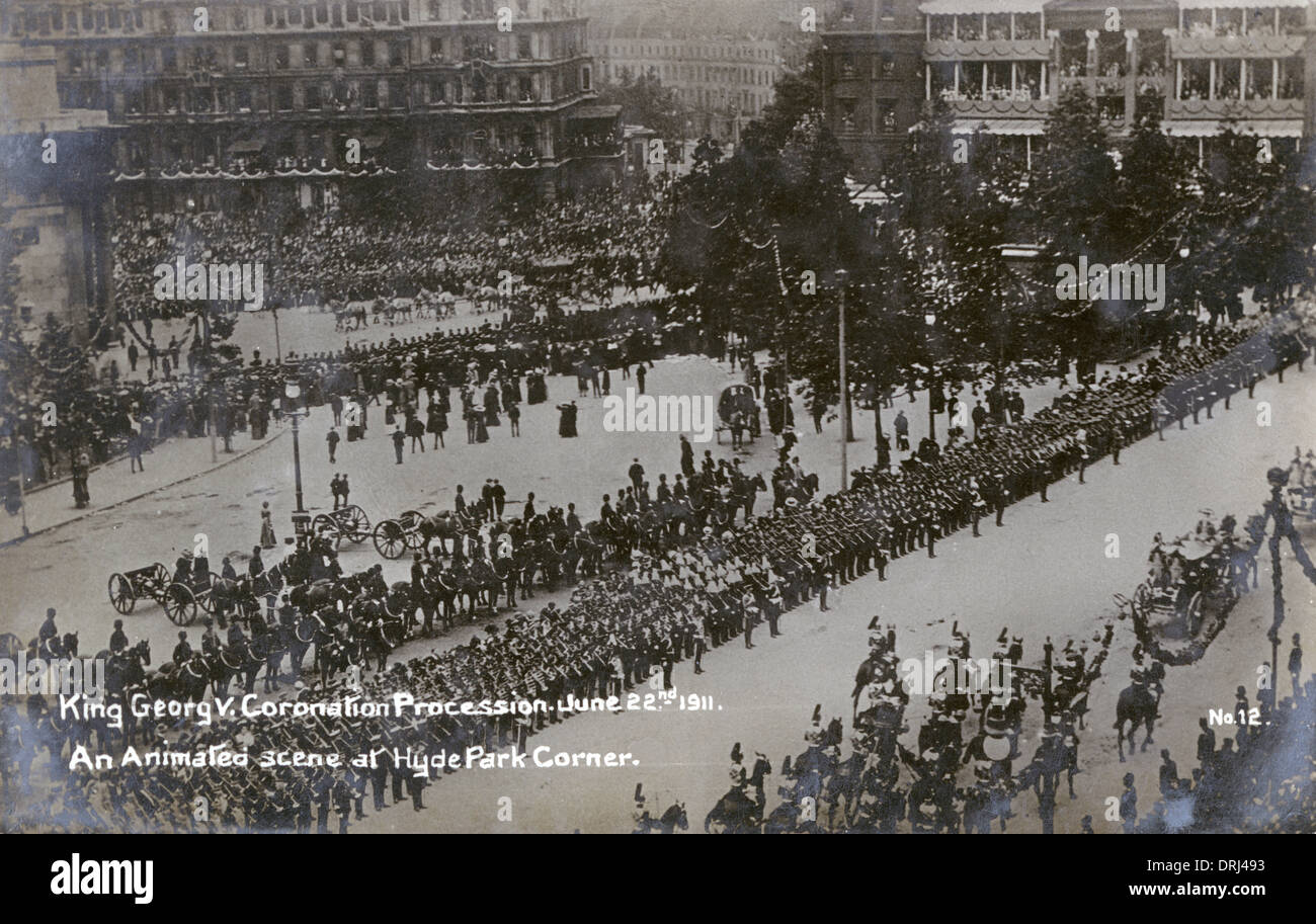 Procession du couronnement du roi Georges V - Hyde Park Corner Banque D'Images