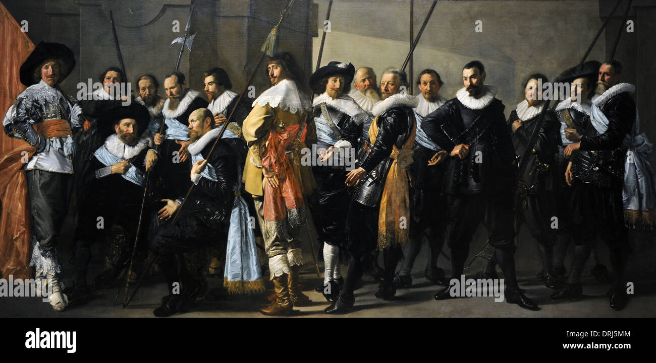 Frans Hals (c.1582-1666) et Jan Porcellis (1599-1678). Compagnie de milice du district XI sous le commandement du Capitaine Reynier Reael Banque D'Images