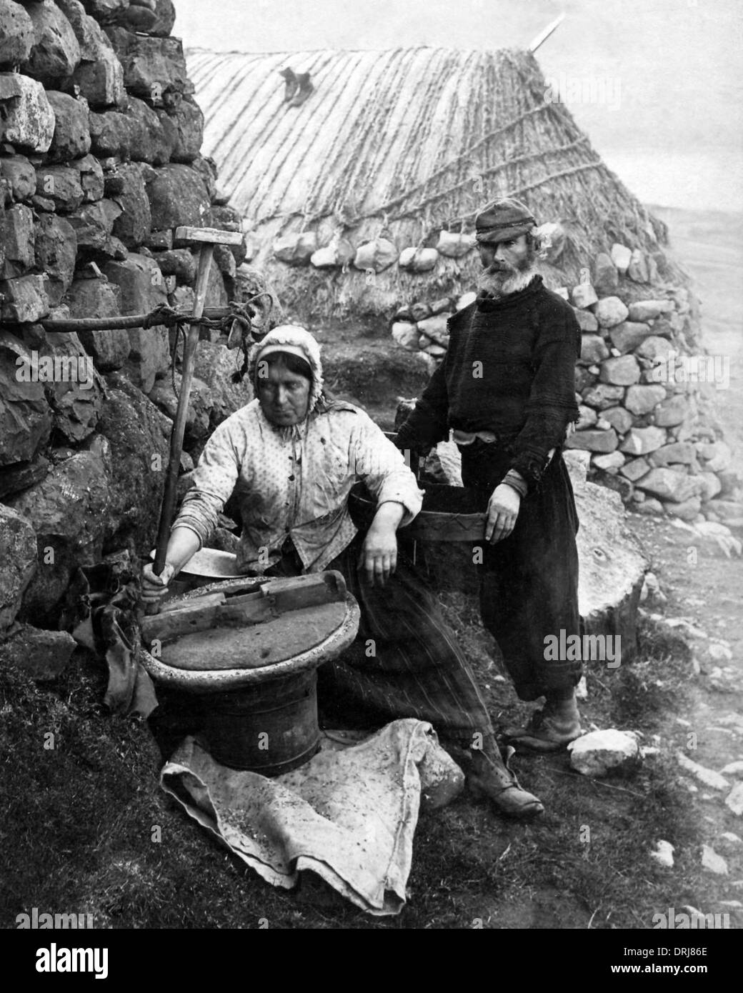 Meulage Crofters maïs, île de Skye, Écosse Banque D'Images