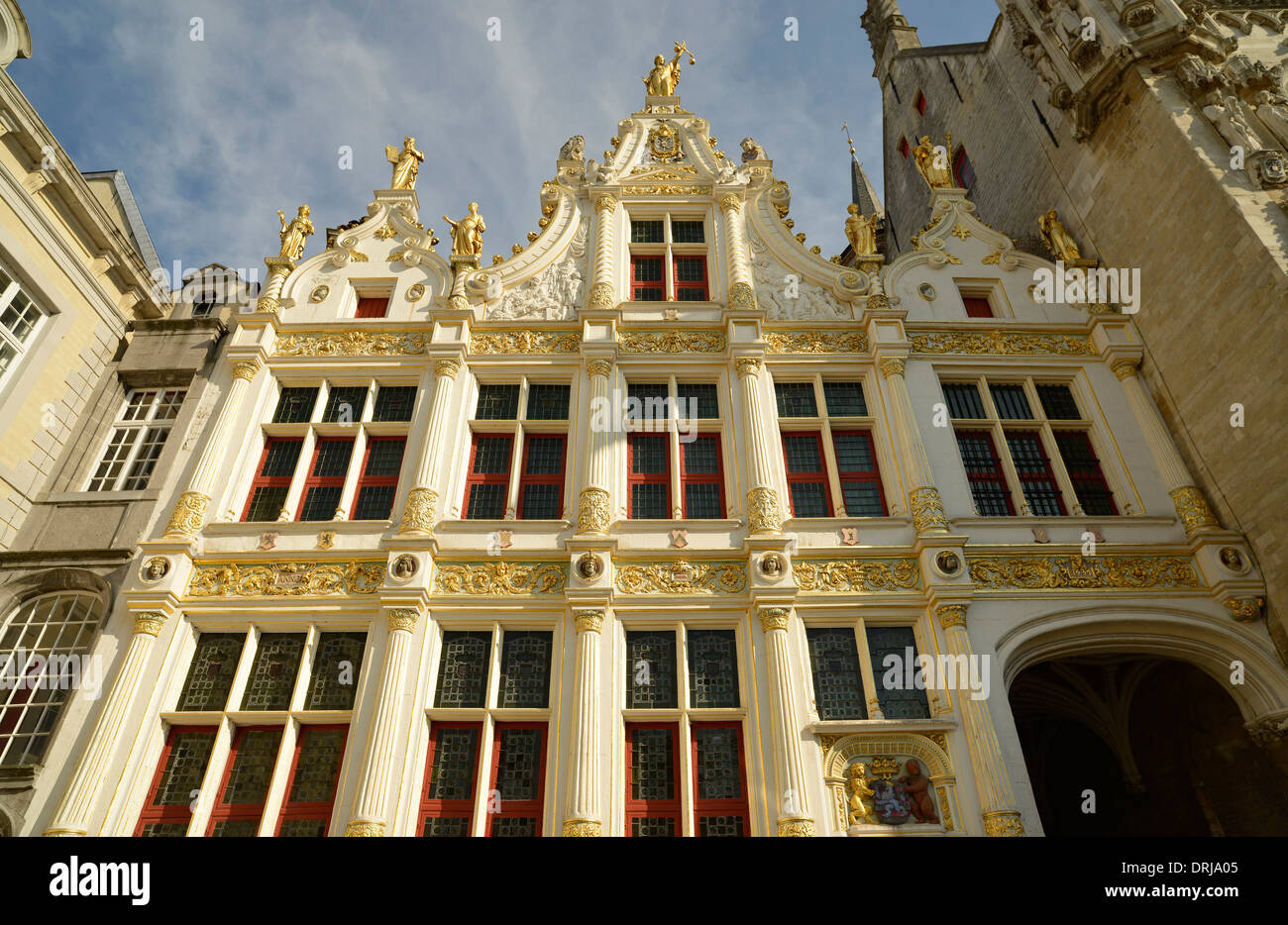 Palais de justice central, du patrimoine culturel mondial de l'UNESCO Bruges, Flandre, Belgique, Europe, Justizpalast, UNESCO Weltkulturerbe Brügge Banque D'Images