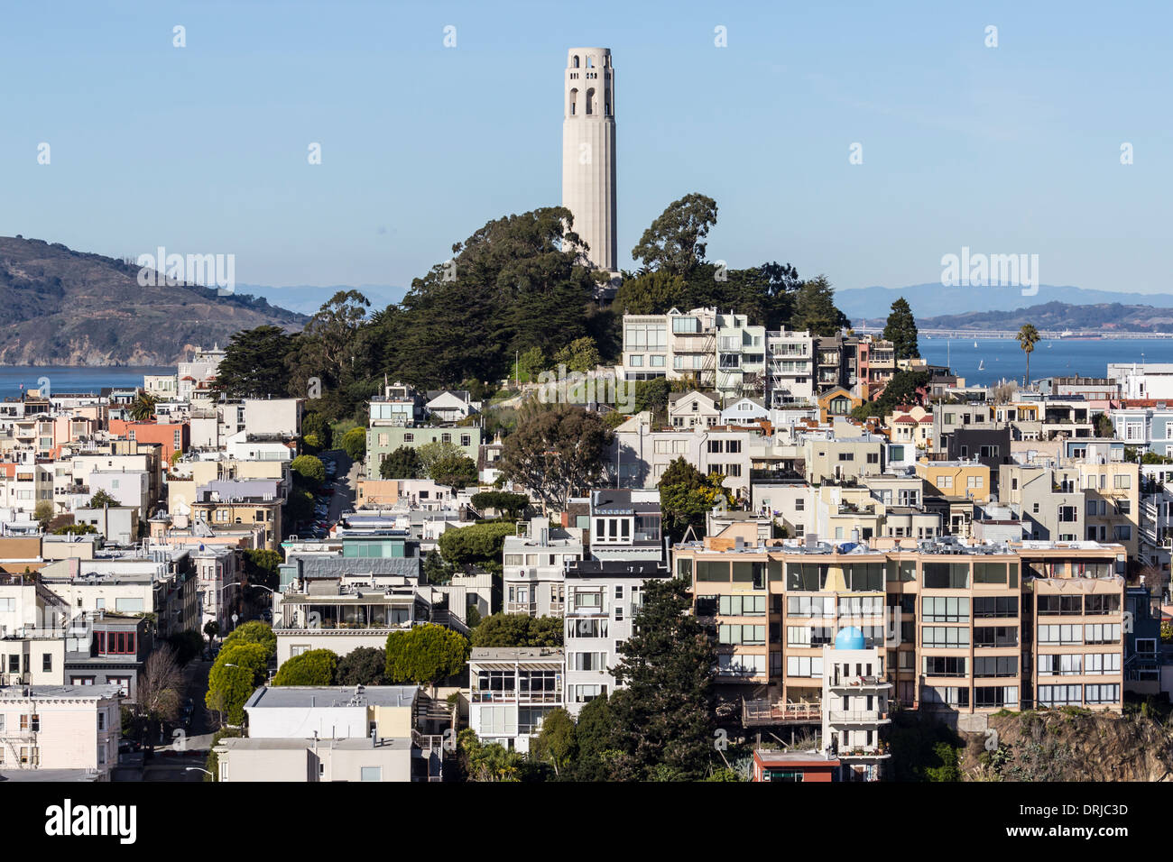 La Coit Tower Park et de Telegraph Hill à San Francisco, Californie. Banque D'Images