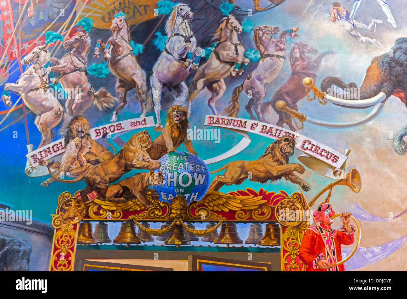 USA,Floride,Sarasota, le John et Mable Ringling Museum of Art, peinture de cirque Banque D'Images