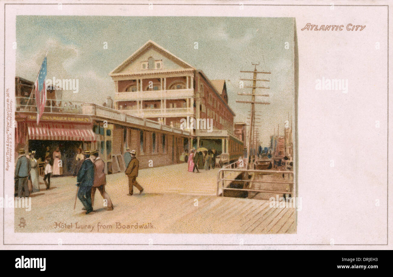 Atlantic City, USA - Hôtel Luray vue de la promenade Banque D'Images