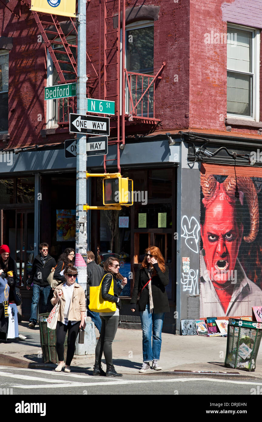 Brooklyn Williamsburg quartier des gens Bedford Avenue Banque D'Images