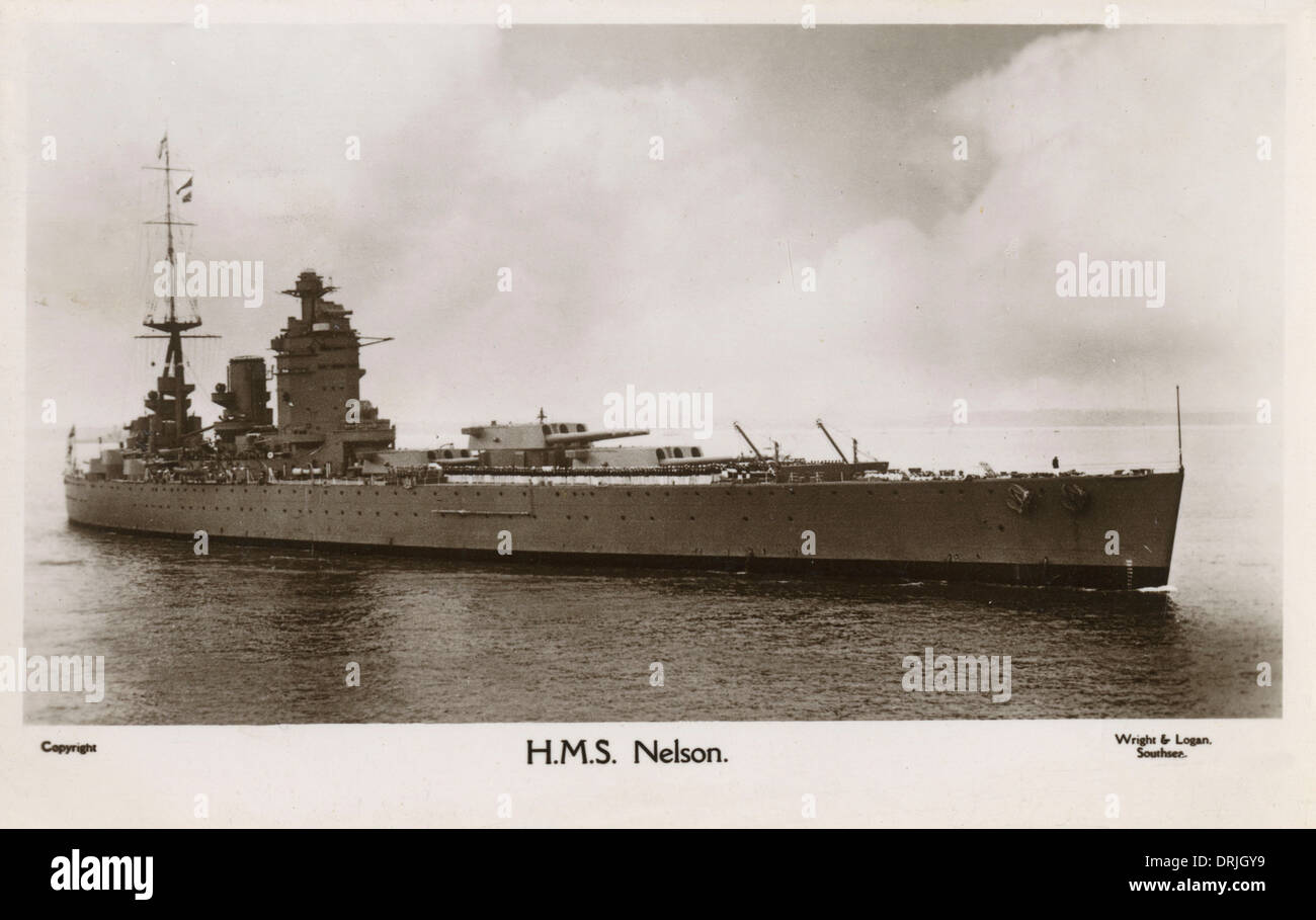 HMS Nelson - cuirassé de la marine britannique Banque D'Images