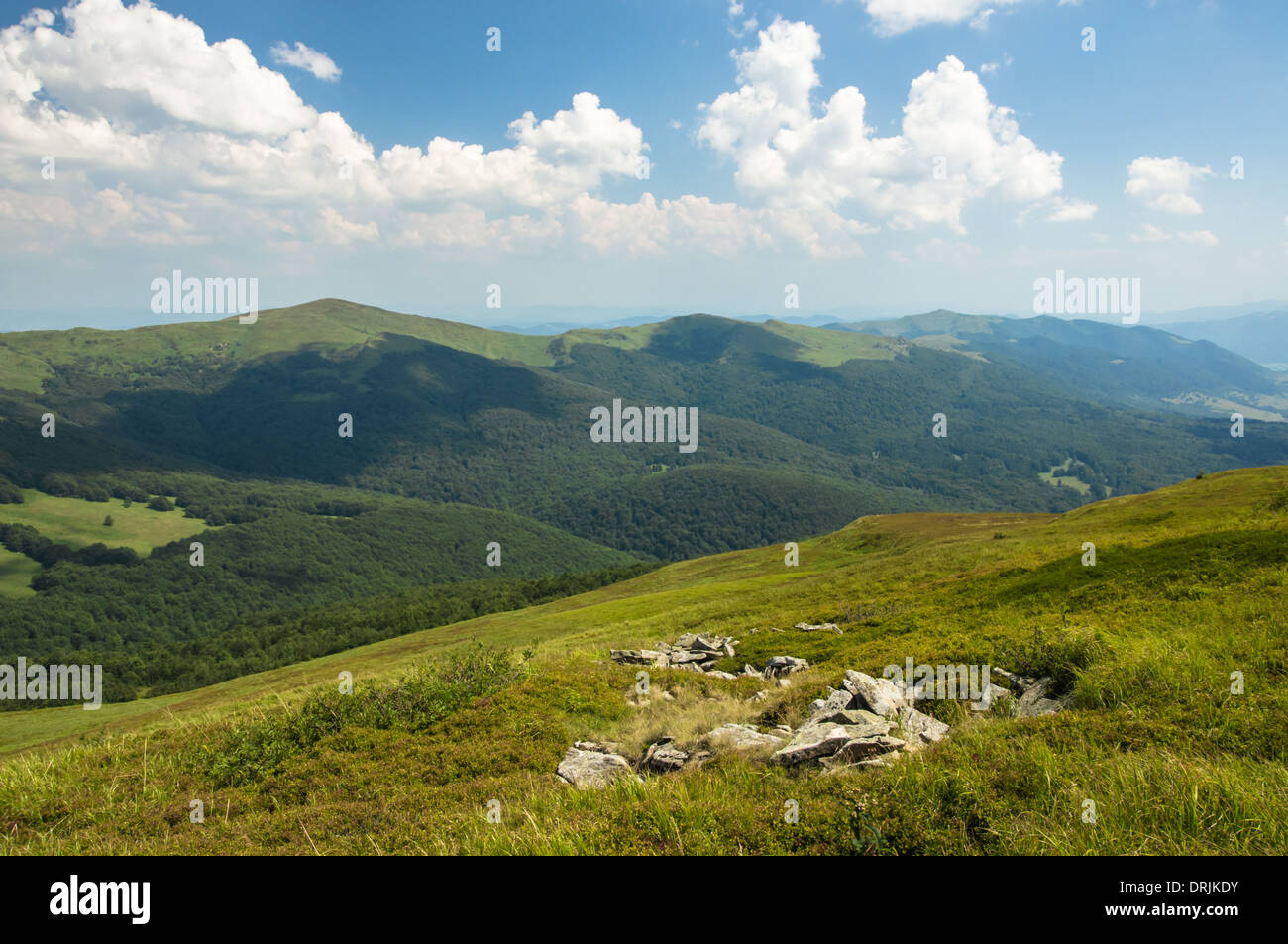 Vue sur la vallée de Bieszczady Pologne Banque D'Images