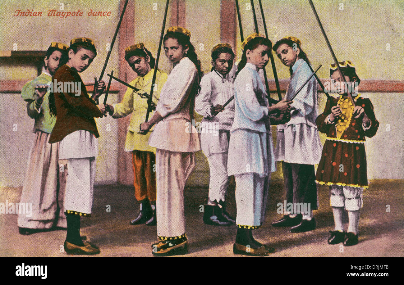 La danse indienne Maypole Banque D'Images