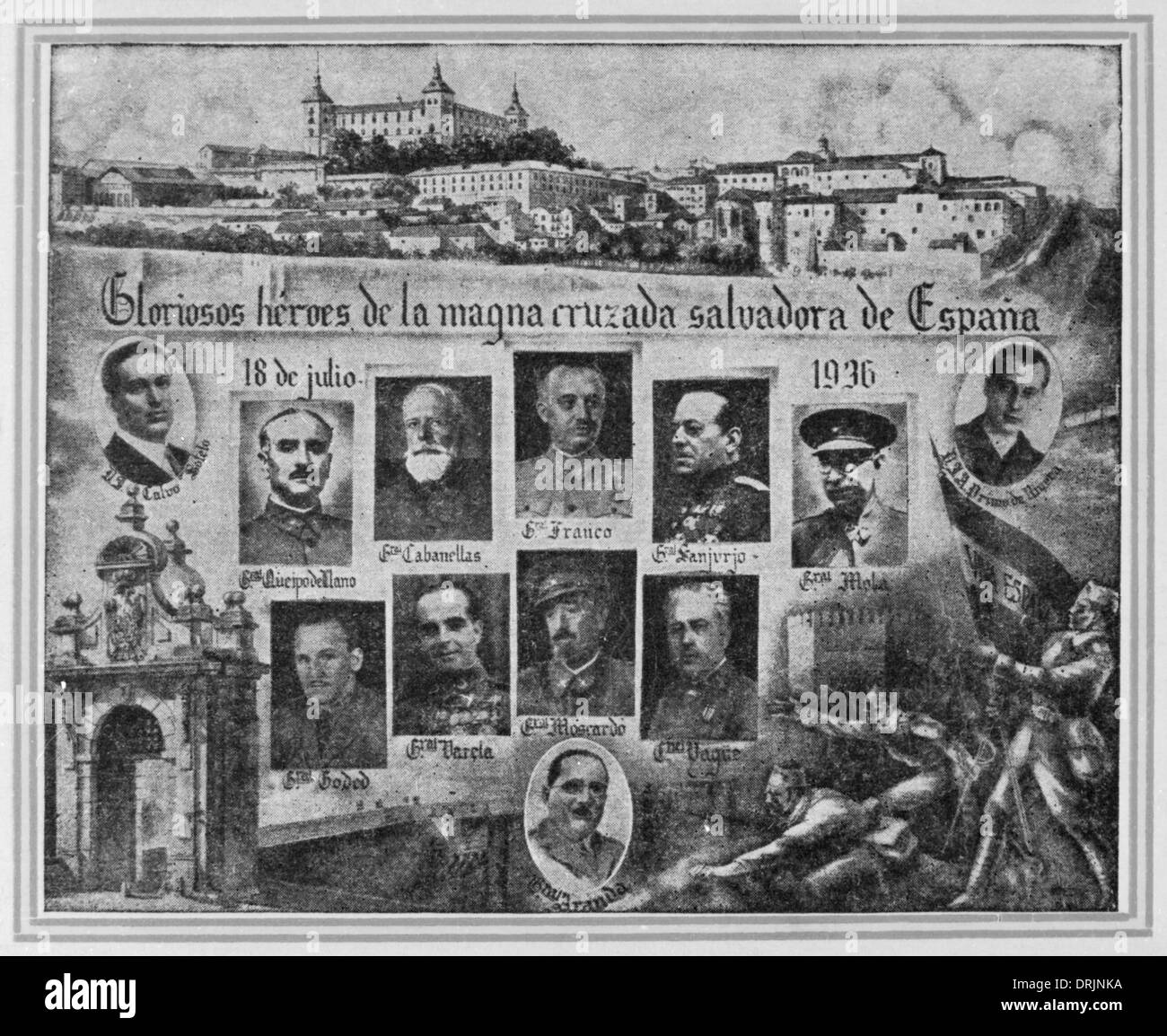 Genearl Franco et autres héros de la guerre civile espagnole. Banque D'Images