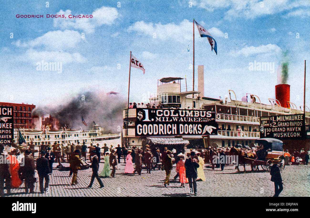 Le steamship Columbus de Goodrich Docks, Chicago Banque D'Images