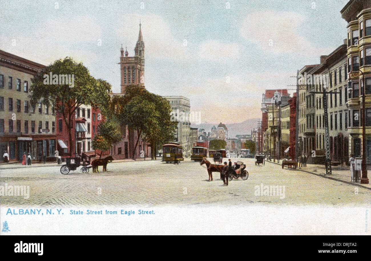 State Street à partir d'Eagle Street - Albany, NY, USA Banque D'Images
