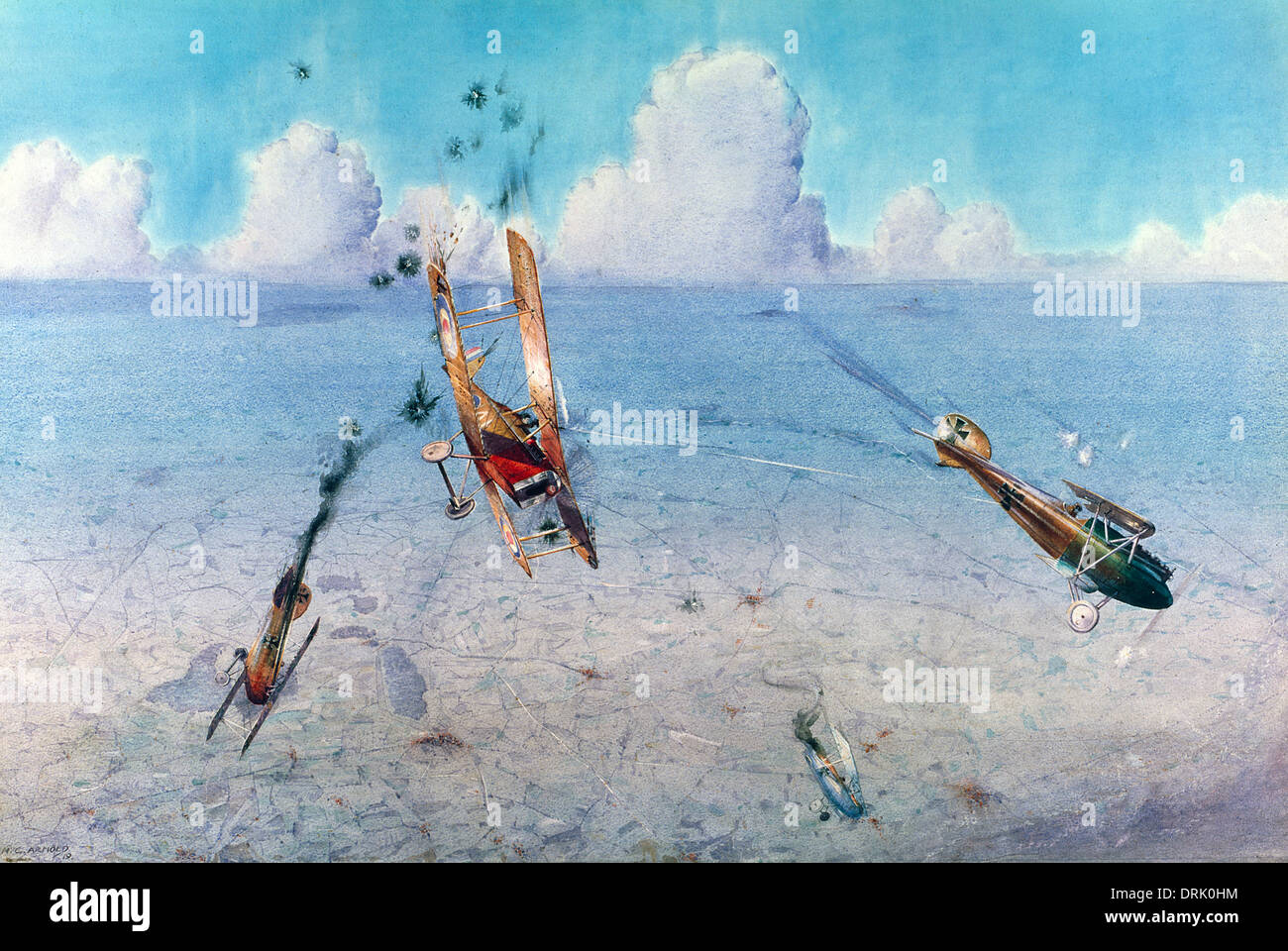 Dernier vol du capitaine Ball dans son biplan SE5, WW1 Banque D'Images