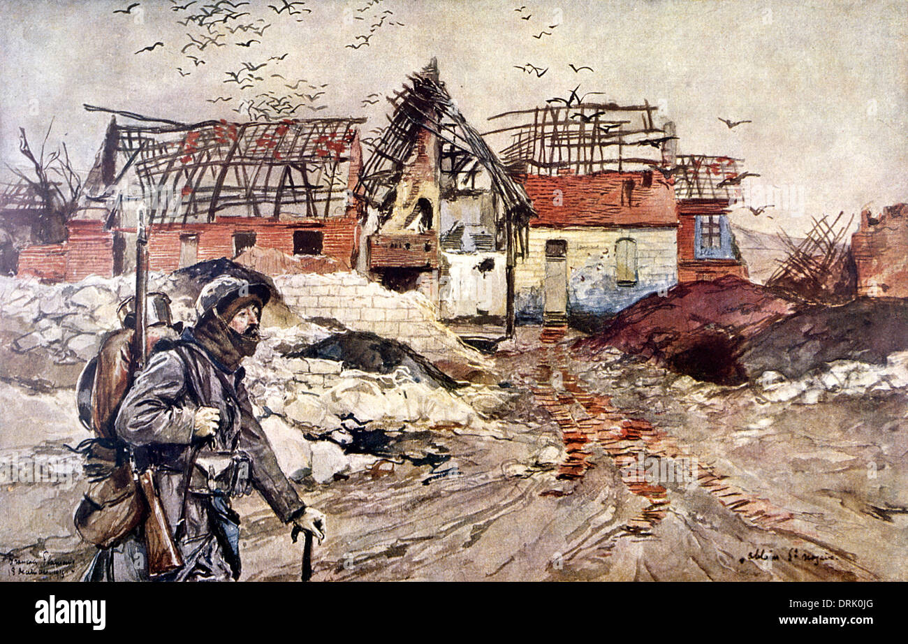 Ruines d'Ablain Saint Nazaire, France, WW1 Banque D'Images