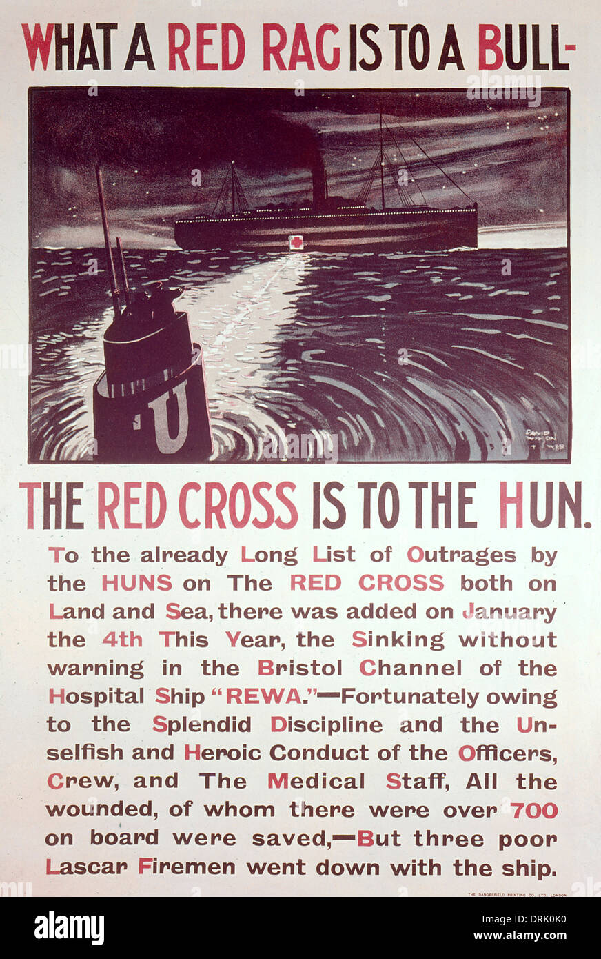 Poster, l'hôpital de la Croix Rouge de bateau, WW1 Banque D'Images