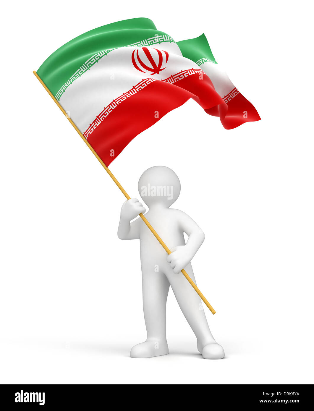 Et l'homme drapeau iranien (chemin inclus) Banque D'Images