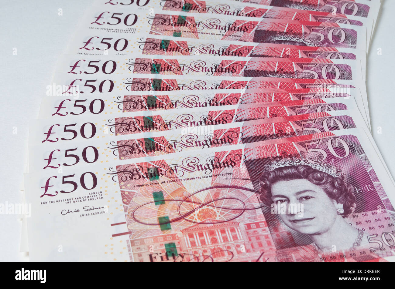 Billets de cinquante livres Banque D'Images