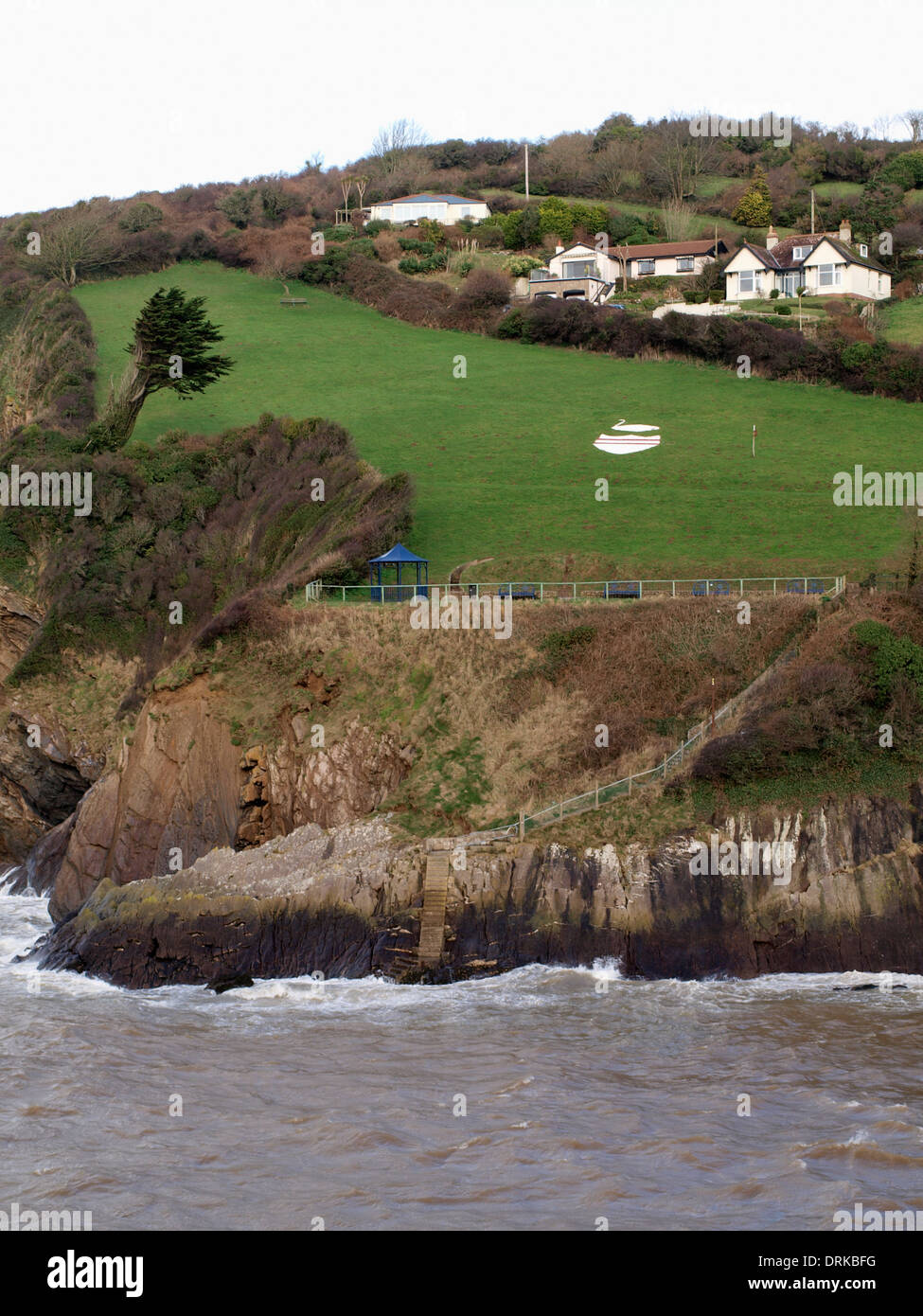 Parc surplombant la mer à Combe Martin, Devon, UK Banque D'Images