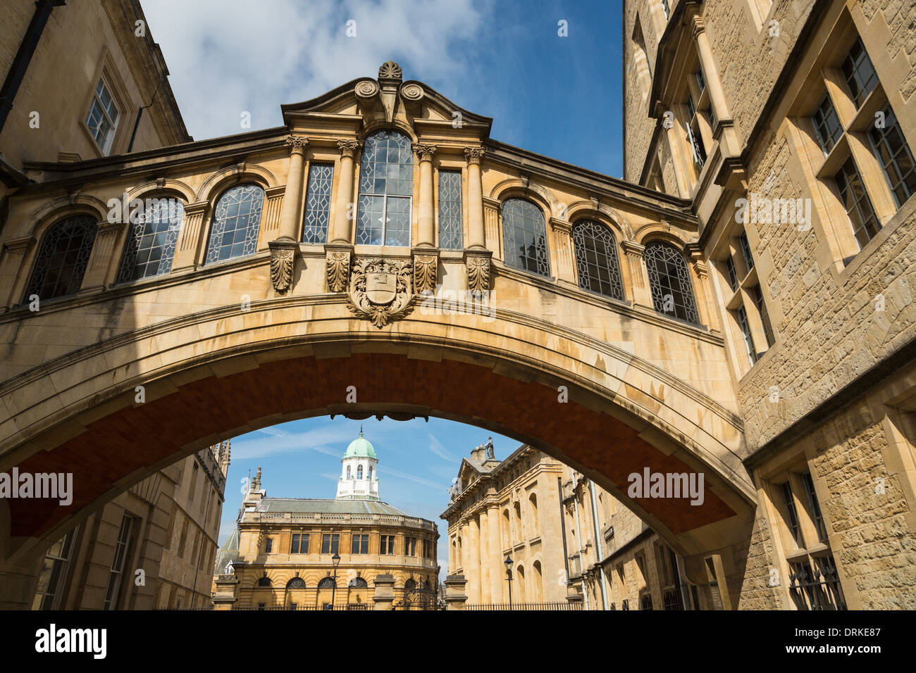 Pont des Soupirs, le Sheldonian Theatre et Bodleian Library, Oxford, Angleterre Banque D'Images