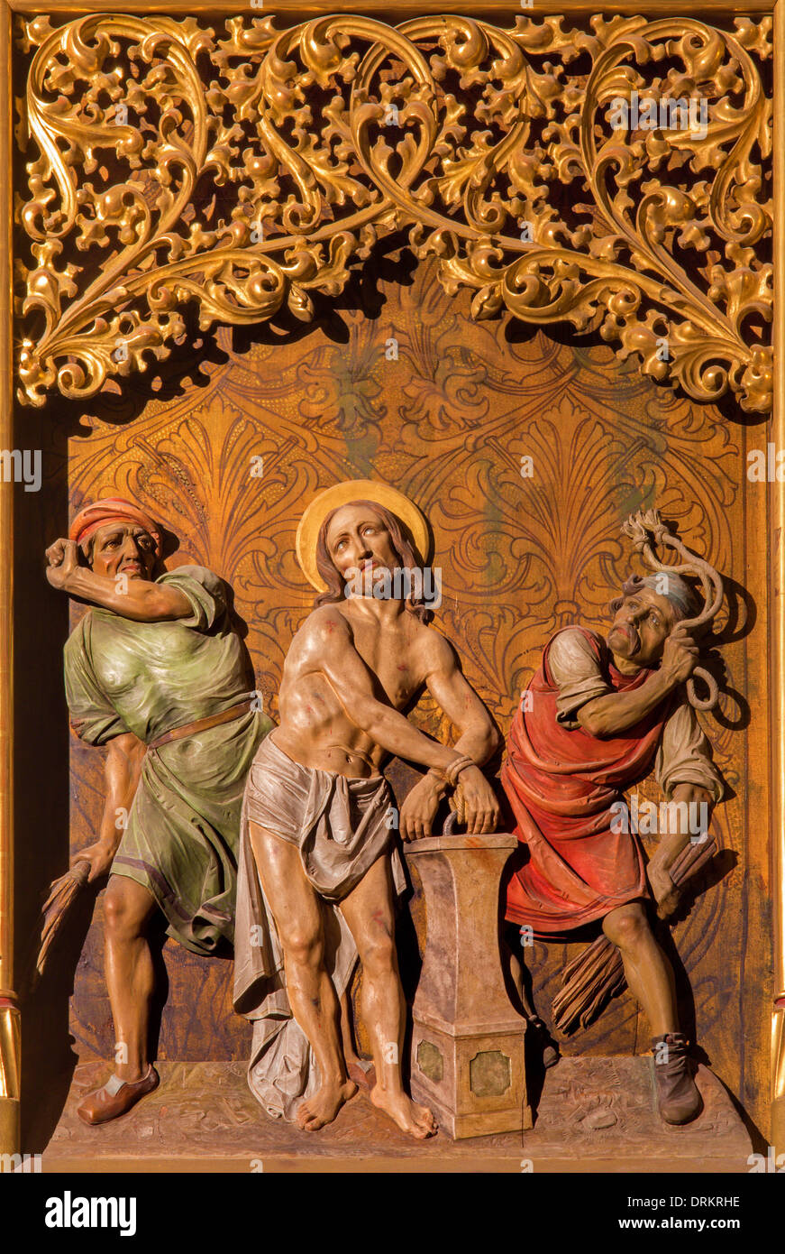Bratislava - flagellation de Jésus. En relief sculpté st. Martin cathédrale. Banque D'Images