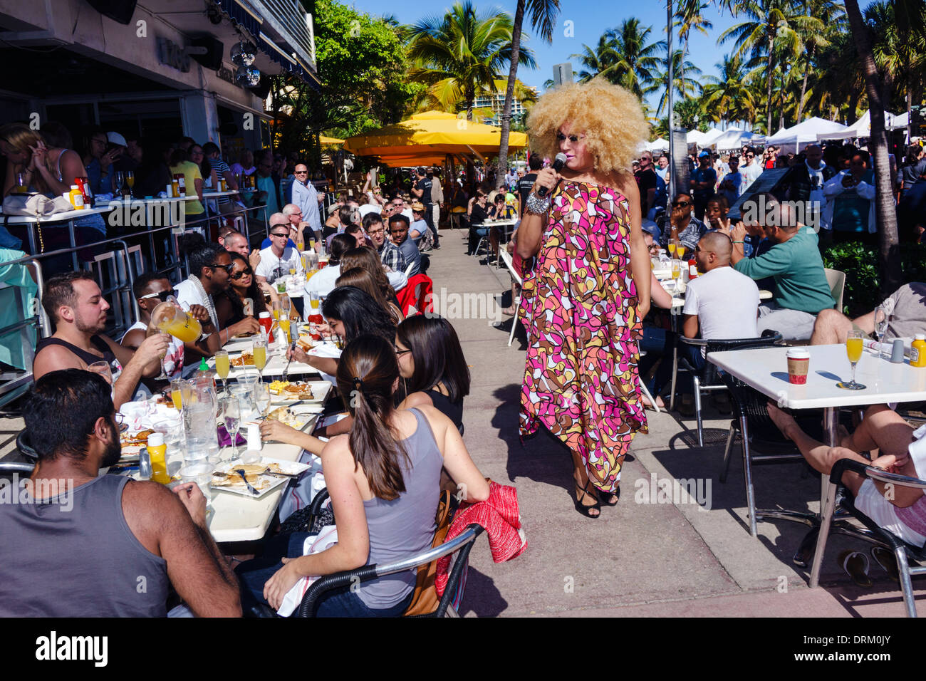 Miami Beach Florida, Ocean Drive, week-end art déco, festival, foire de rue, événement, Palace Bar, restaurant restaurants repas manger dehors café cafés bistrot Banque D'Images