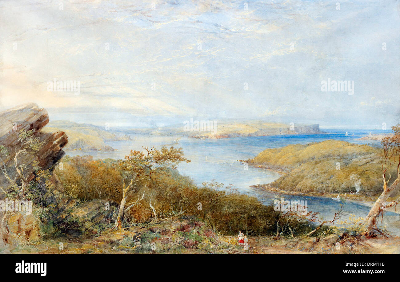 Conrad Martens, au nord de la tête au-dessus de Balmoral, le port de Sydney 1866 Huile sur toile. Art Gallery of New South Wales, Sydney Banque D'Images