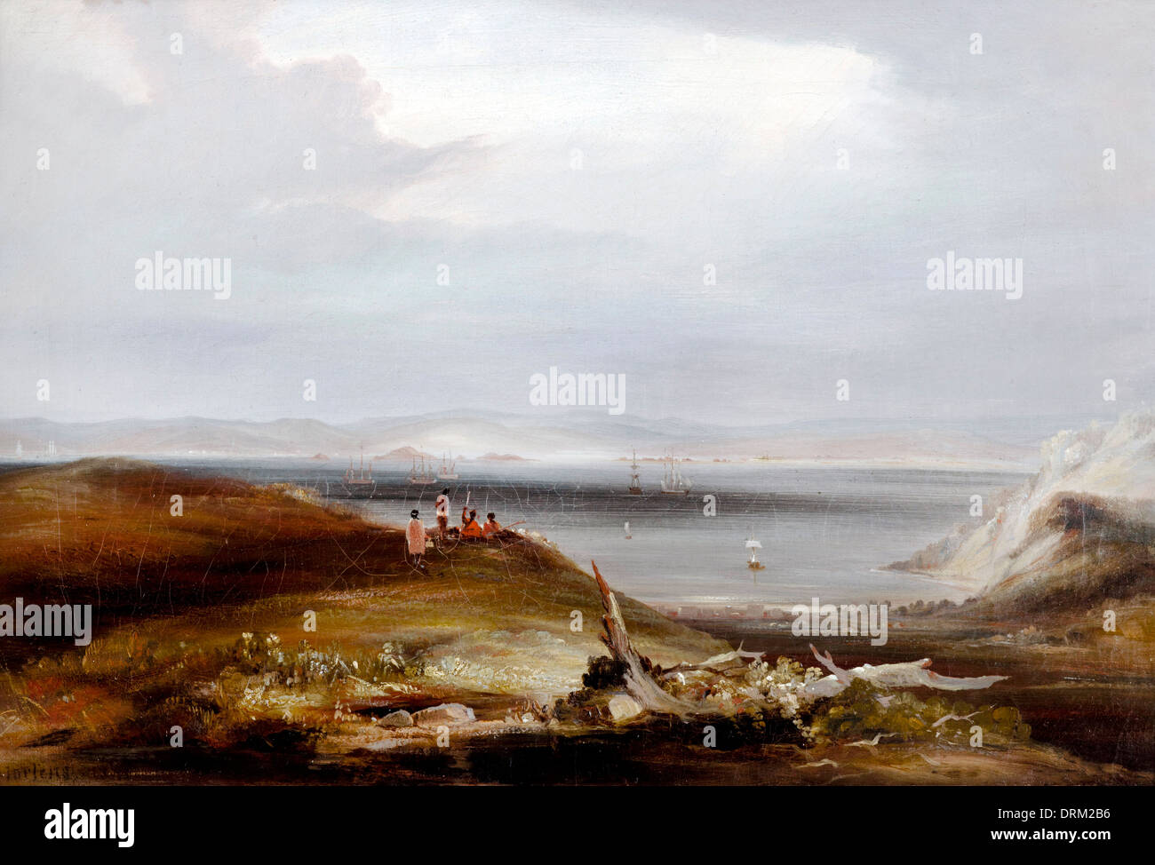 Kororareka Conrad Martens, dans la baie des Îles 1841 Huile sur toile. Musée Te Papa Tongarewa de Nouvelle-Zélande. Banque D'Images