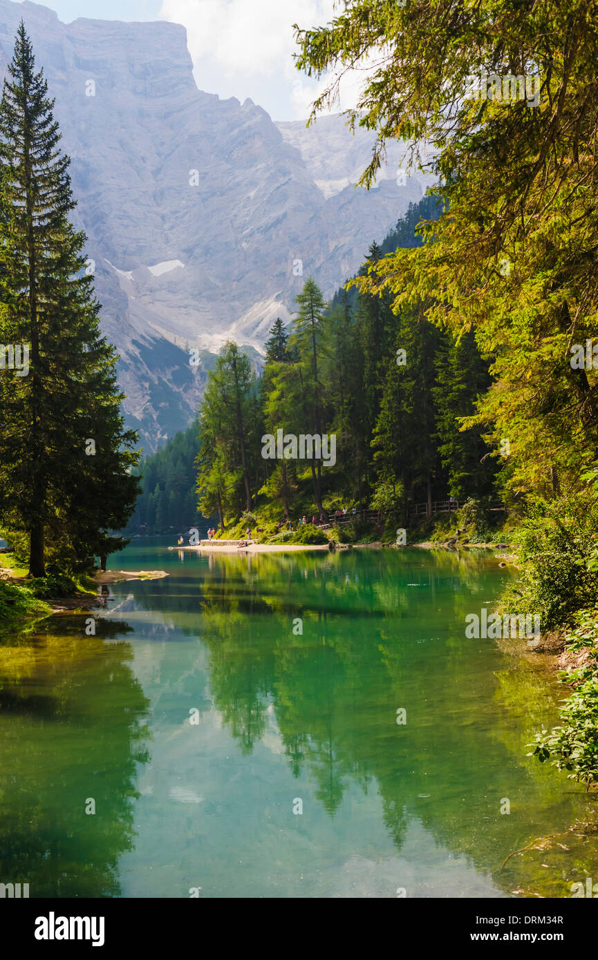 L'Italie, Trentin-Haut-Adige, Alto Adige, Val Pusteria, vue au lac Prags Banque D'Images