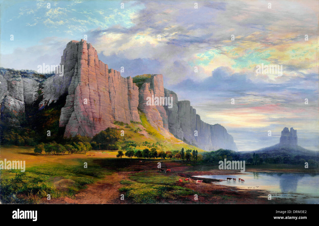 Nicolas Chevalier, le Mont Arapiles et la Mitre Rock 1863 Huile sur toile. National Gallery of Australia, Canberra, Australie. Banque D'Images