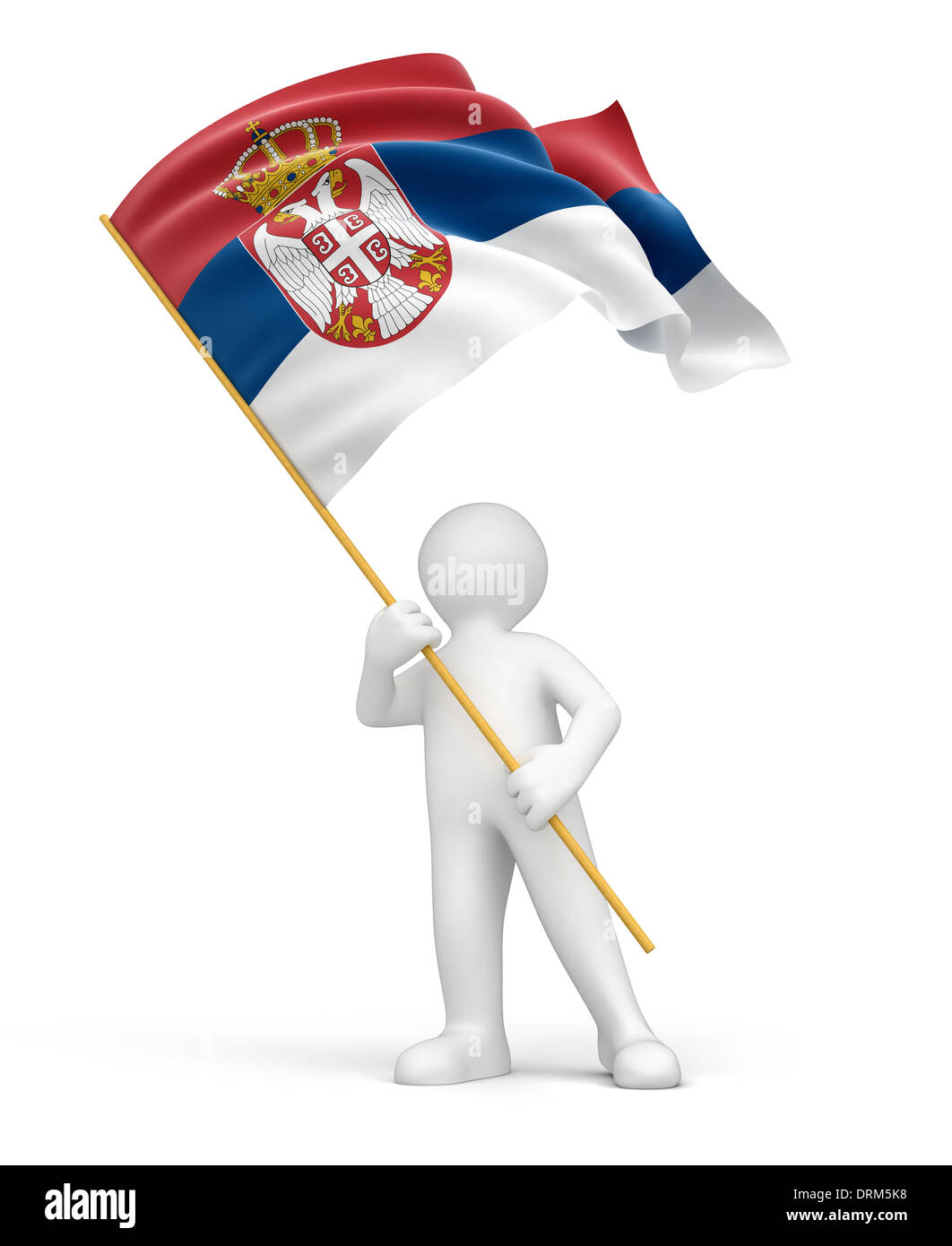 Et l'homme drapeau serbe (chemin inclus) Banque D'Images