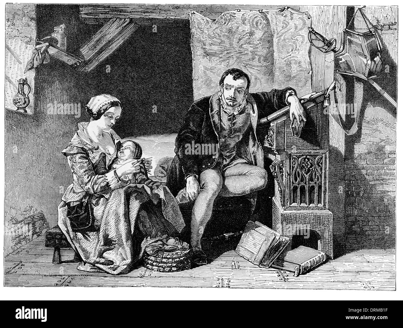 L'invention du facteur de loom par William Lee de Calverton près de Nottingham en 1589. Banque D'Images