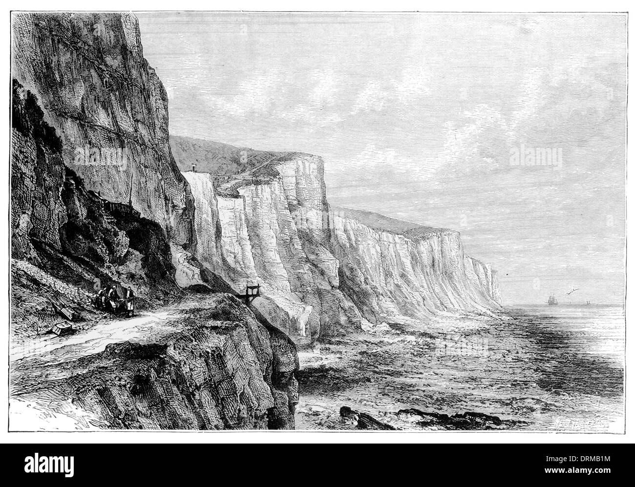 Falaises blanches de Douvres vers 1880 Banque D'Images