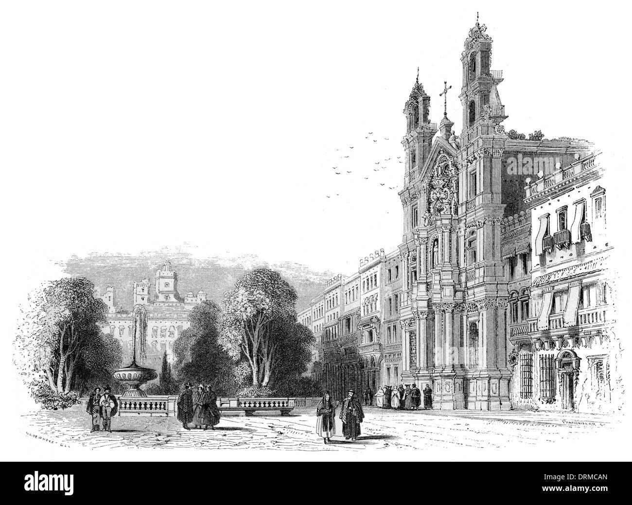 Couvent des Carmes. Cadix espagne vers 1848 Banque D'Images