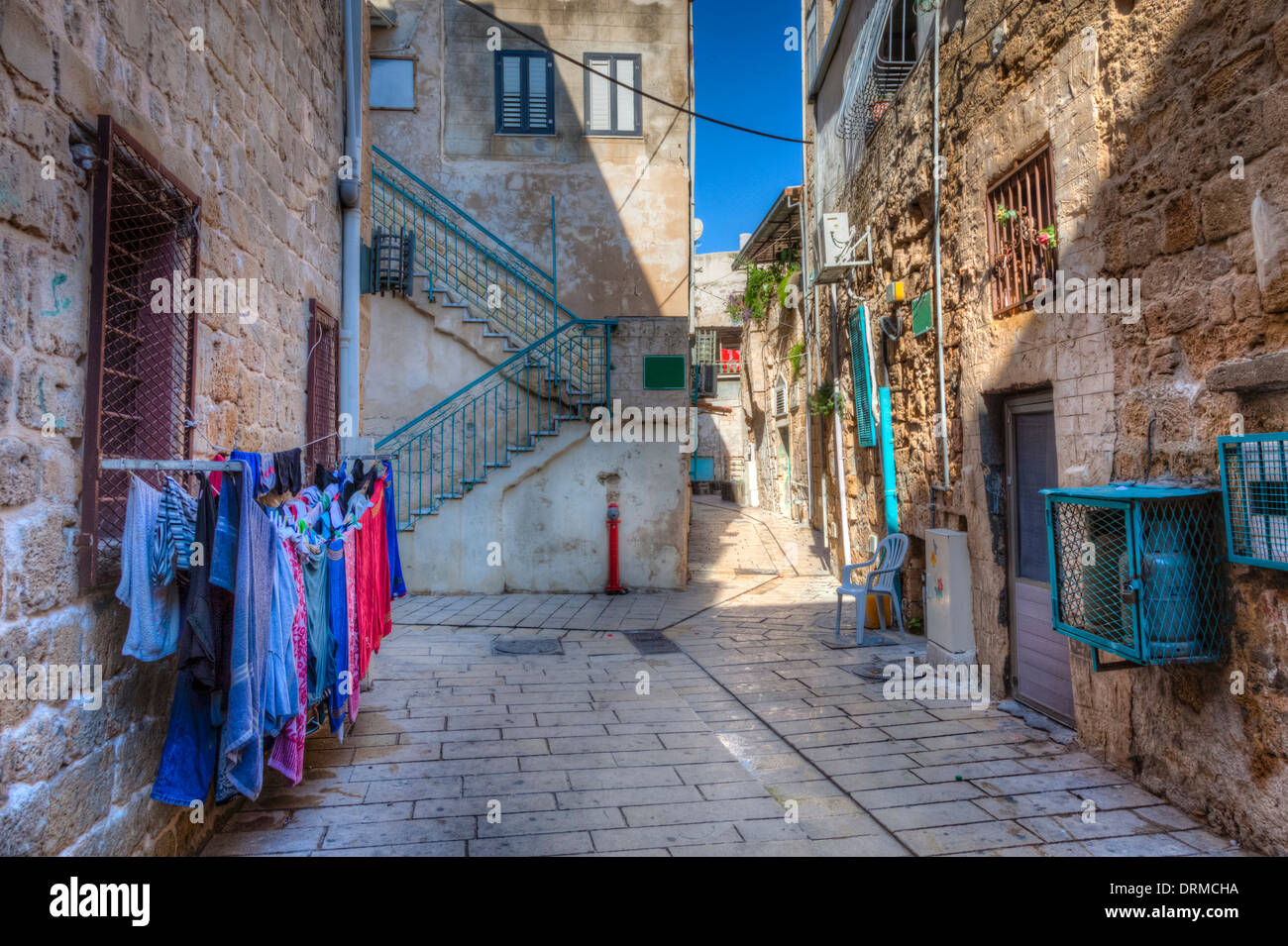 Une rue d'Akko (Acre), Israël Banque D'Images