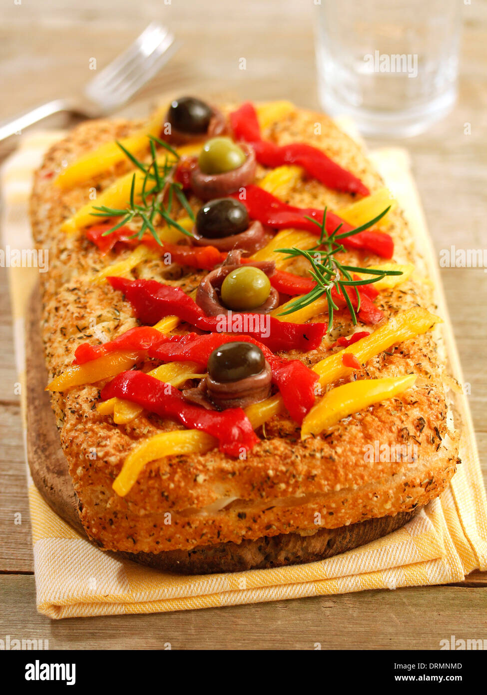 Focaccia farcie. Recette disponible. Banque D'Images