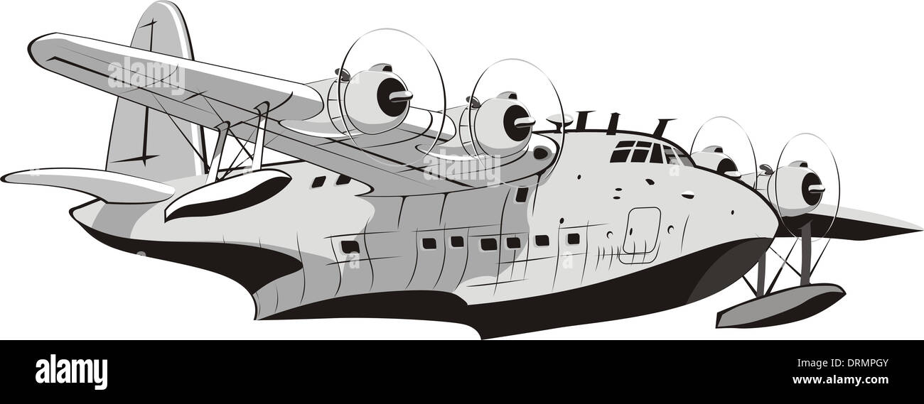 Retro cartoon seaplane Banque D'Images