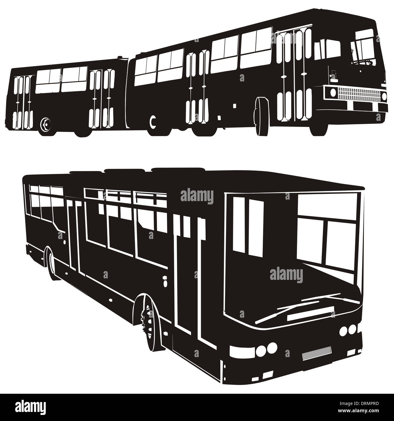 Jeu de silhouettes d'autobus urbains Banque D'Images