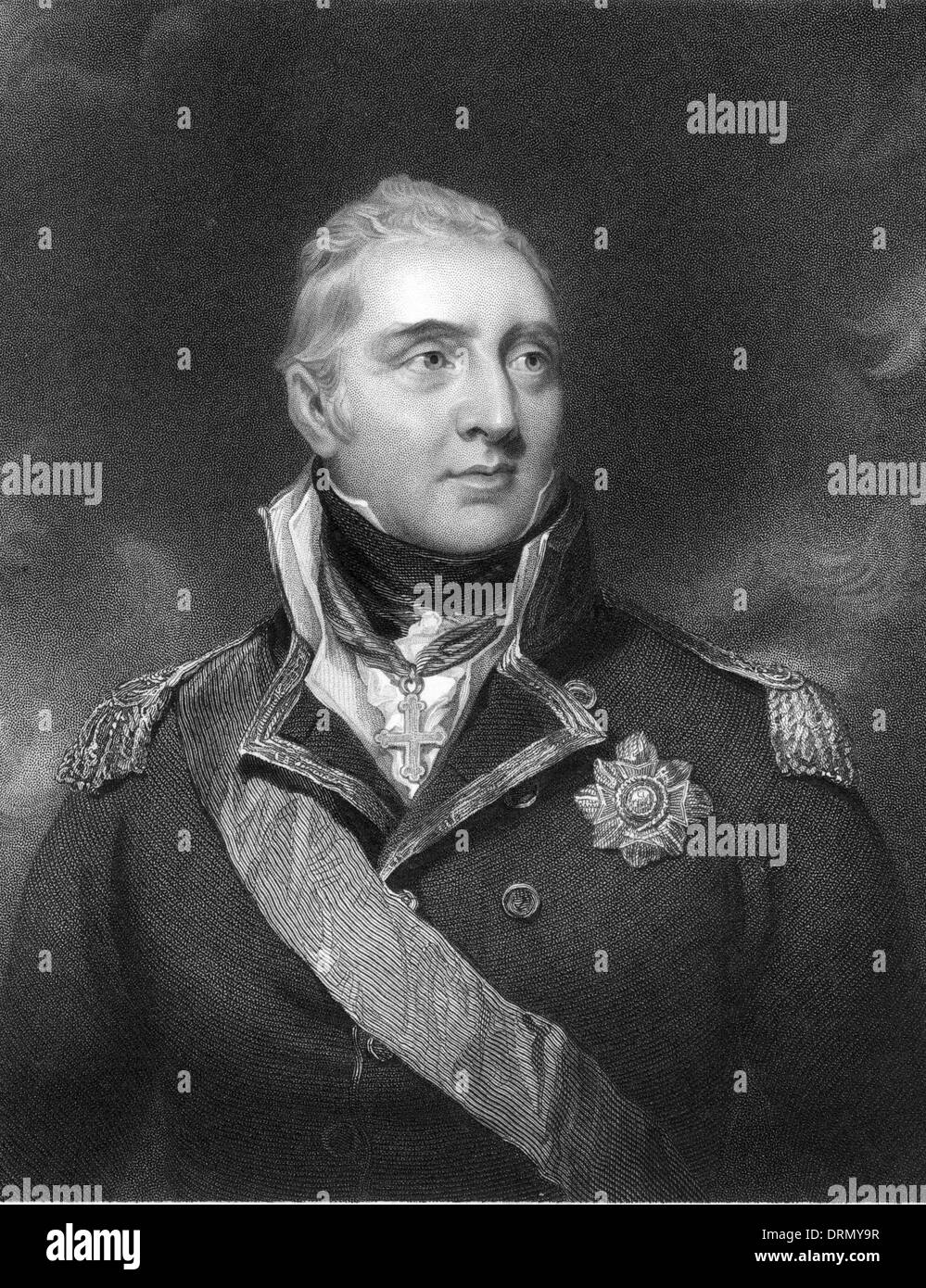 EDWARD PELLEW, 1er vicomte Exmouth (1757-1833) officier de la marine britannique. La gravure de 1797 portrait par Thomas Lawrence Banque D'Images