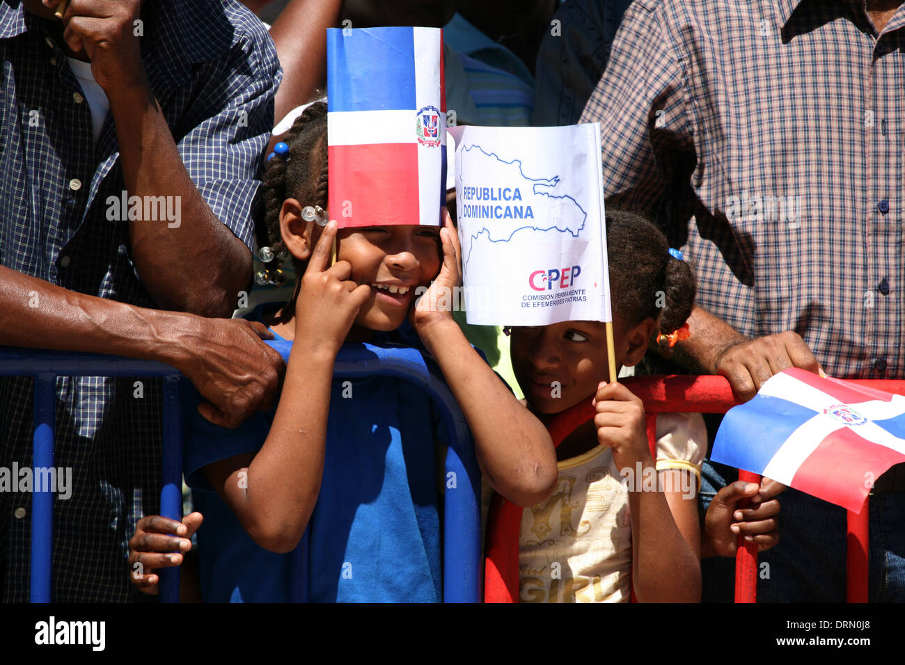 Spectaculaires regarder une cérémonie de dépôt de gerbes dédié à la fête de l'indépendance à Santo Domingo, République dominicaine. Banque D'Images